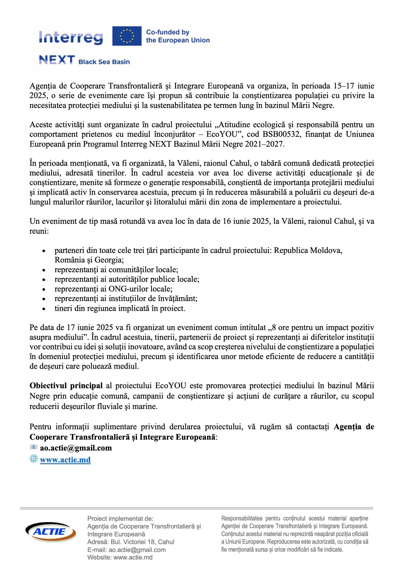 comunicat ACTIE