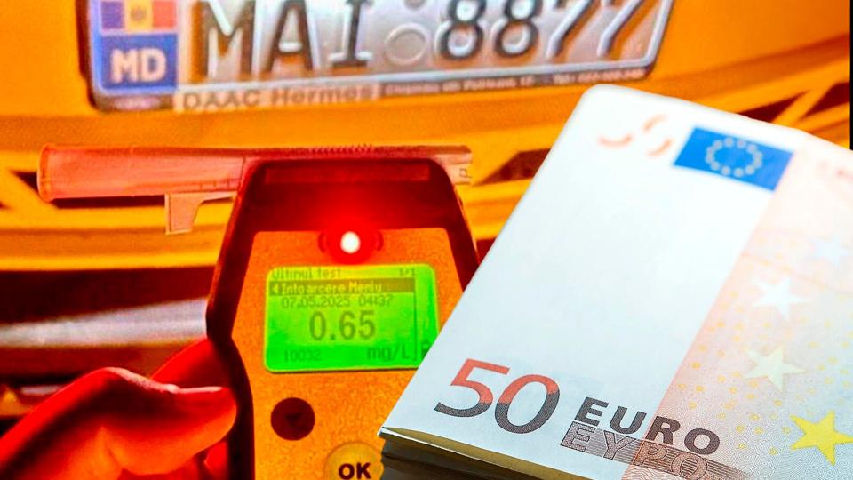 Водитель из Кантемир, пойманный за вождение в нетрезвом виде, пытался дать полицейским взятку в 750 евро
