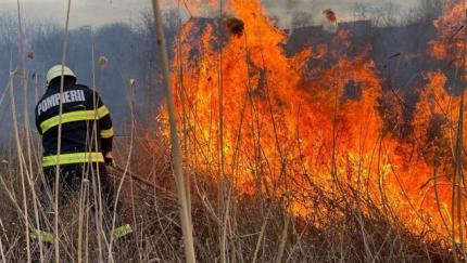 Pompierii au intervenit în 38 de incendii de vegetație uscată în doar 24 de ore