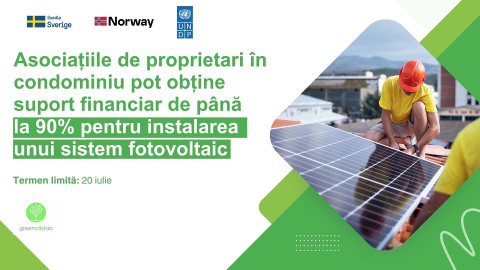 Sprijin de până la 90% pentru instalarea panourilor fotovoltaice, destinat asociațiilor de proprietari