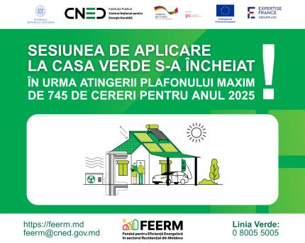 Sesiunea de aplicare la Casa Verde s-a încheiat în urma atingerii plafonului maxim de 745 de propuneri de proiect  pentru anul 2025