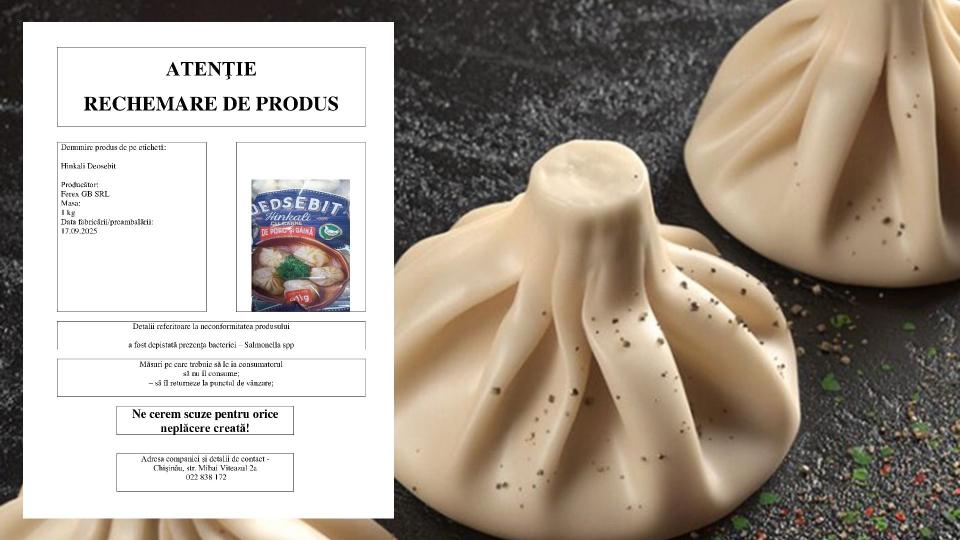 ANSA anunță rechemarea din comerț a unui lot de hinkali marca „Deosebit”