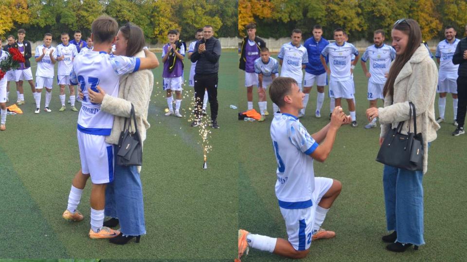 Cerere în căsătorie pe terenul de fotbal din Cahul: emoții și goluri în aceeași zi