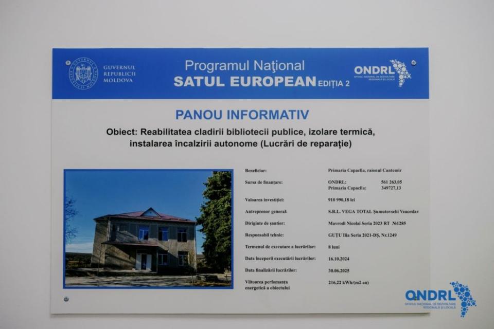 Капаклия развивается благодаря Национальным программам: «Европейская деревня», «Европейская деревня Экспресс» и «Европа рядом»