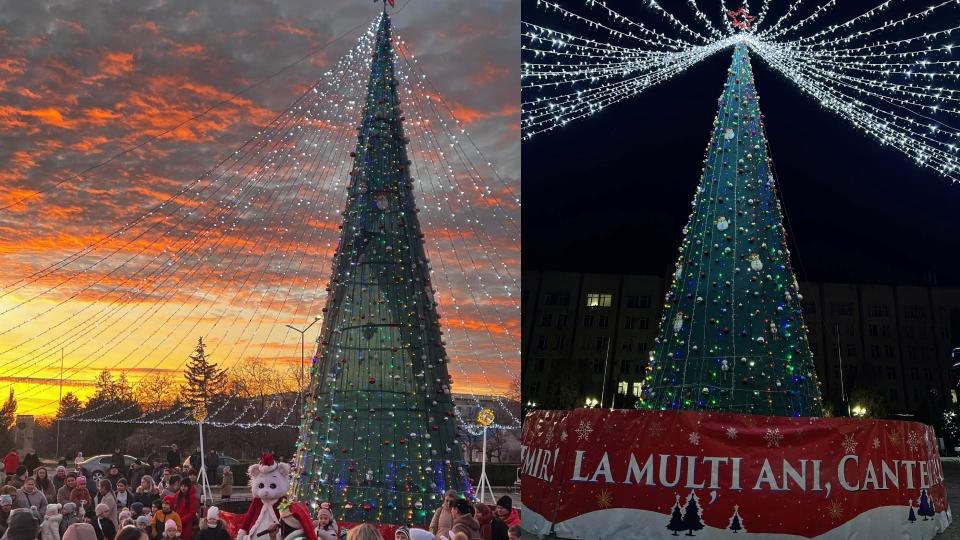 Atmosferă de sărbătoare la Cantemir, la inaugurarea bradului de Crăciun