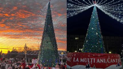Atmosferă de sărbătoare la Cantemir, la inaugurarea bradului de Crăciun