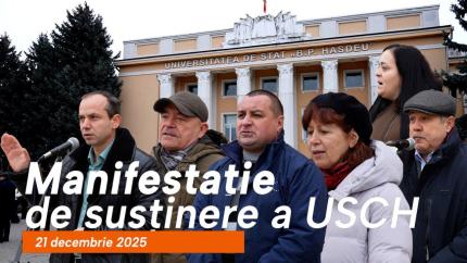 VIDEO// „Asta poate fi încălzirea dacă nu vom fi auziți” Cum a decurs și ce s-a vorbit la manifestația de susținere a Universității de Cahul 