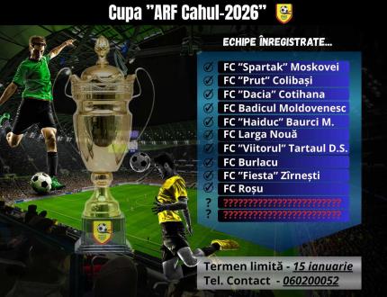 Cupa „Asociației Raionale de Fotbal Cahul 2026” lansează invitația către echipele din raion