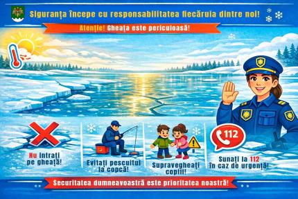 Poliția de Frontieră: Gheața de pe râuri devine periculoasă din cauza creșterii temperaturilor