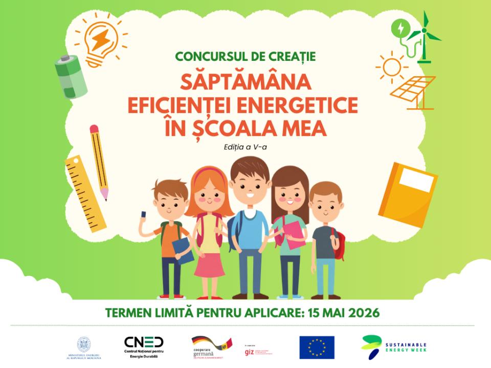 Elevii din Republica Moldova, invitați să participe la concursul „Săptămâna eficienței energetice în școala mea”