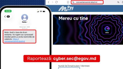 Atenție! Mesaje false despre „taxa de drum restantă” trimise în numele MPay și EVO