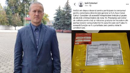 Primul candidat și-a depus actele pentru funcția de Director General S.A. Apă Canal Cahul