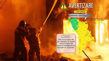Cod galben de pericol de incendiu în perioada 10–17 iulie. Meteorologii avertizează populația