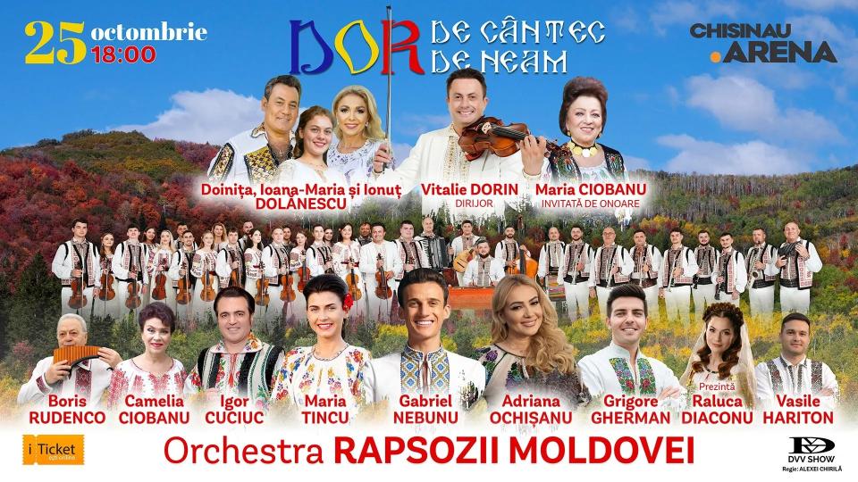 „Dor de cântec, dor de neam”, un spectacol de muzică populară va avea loc la Arena Chișinău