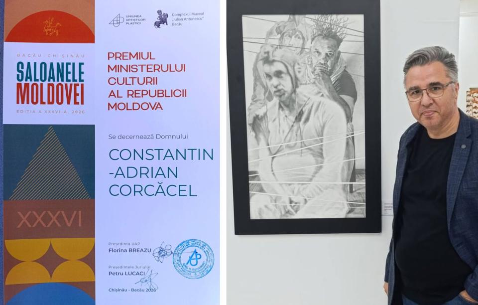 Artistul gălățean Constantin-Adrian Corcăcel, premiat la „Saloanele Moldovei” din Chișinău