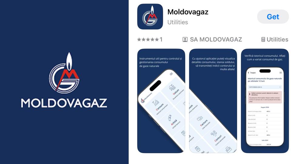 Moldovagaz запустила мобильное приложение для клиентов. Узнайте о преимуществах