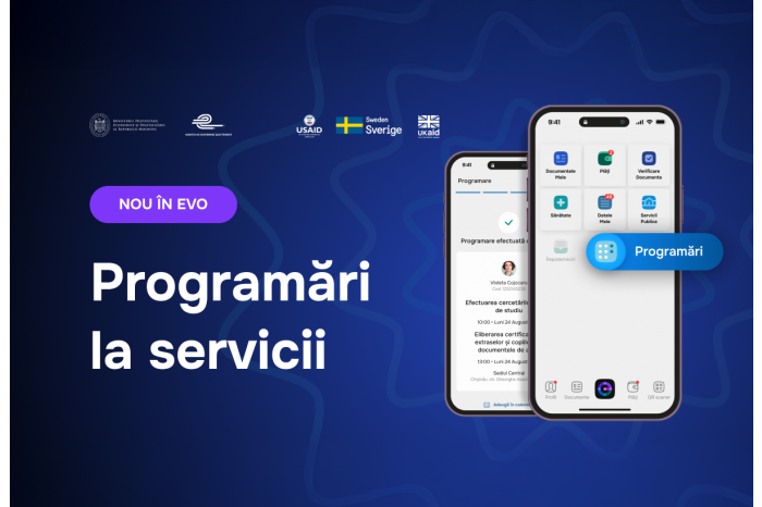 Nou în EVO – programări pentru servicii publice pentru cetățeni și antreprenori. Ce vor găsi cetățenii în noul modul | VIDEO