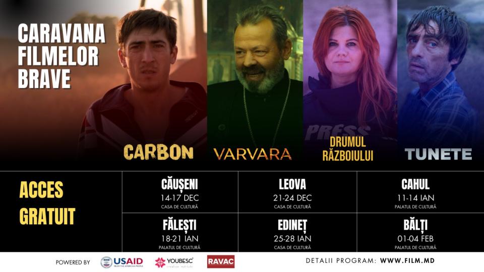 Carbon, Varvara, Drumul Războiului și Tunete - cele mai noi producții de film din Moldova vor fi prezentate la Cahul