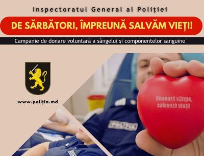 Polițiștii lansează Campania de Donare Voluntară a Sângelui „De sărbători, împreună salvăm vieți!”