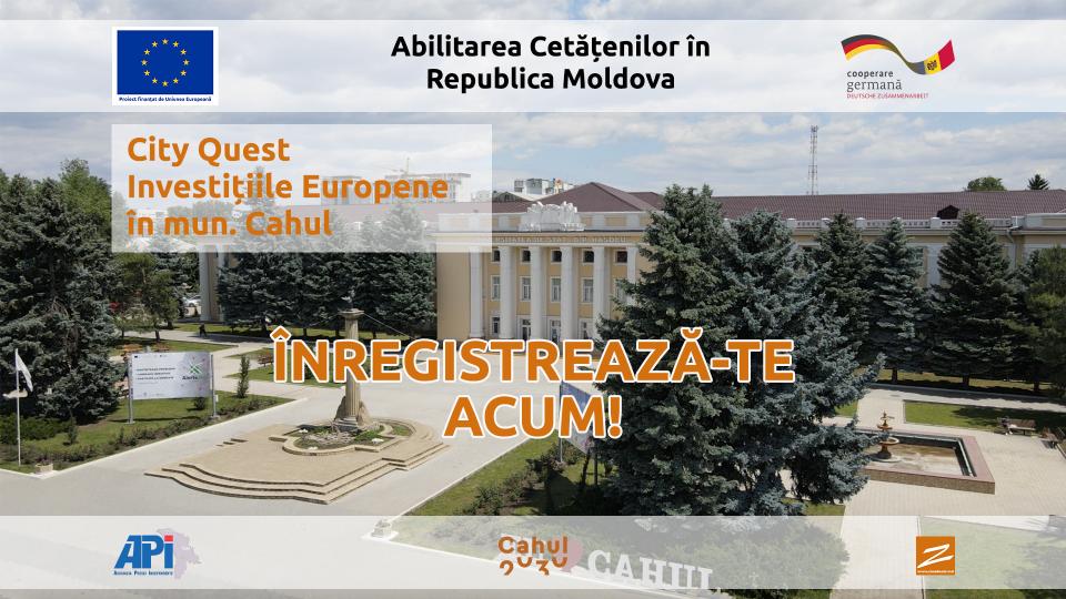 Să găsim investițiile europene în municipiul Cahul. Aplică acum la City Quest!