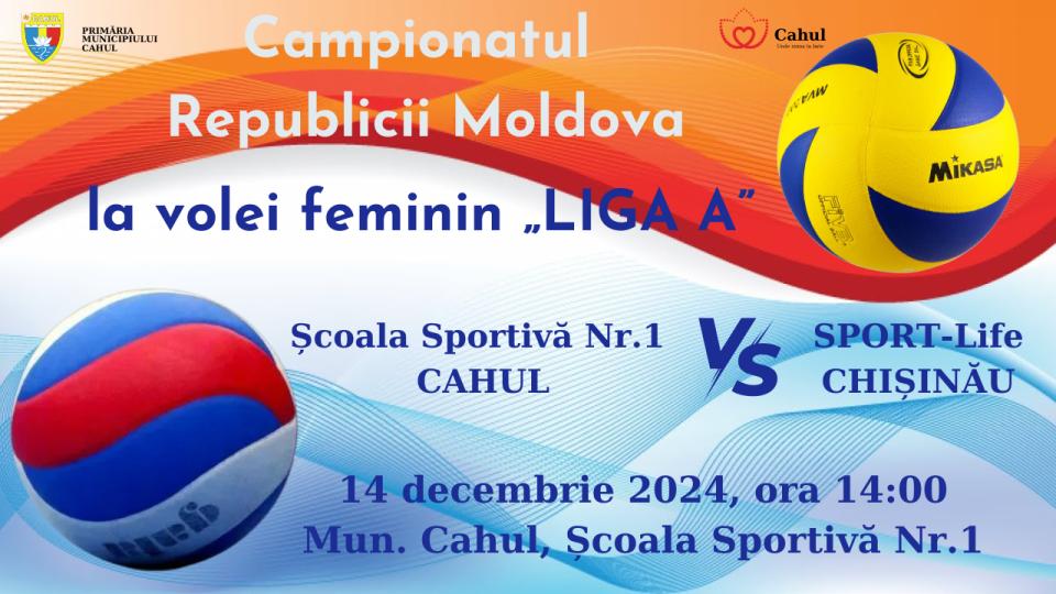 14 decembrie-Campionatul Republicii Moldova la Volei Feminin „Liga A” la Cahul. Vezi detalii: