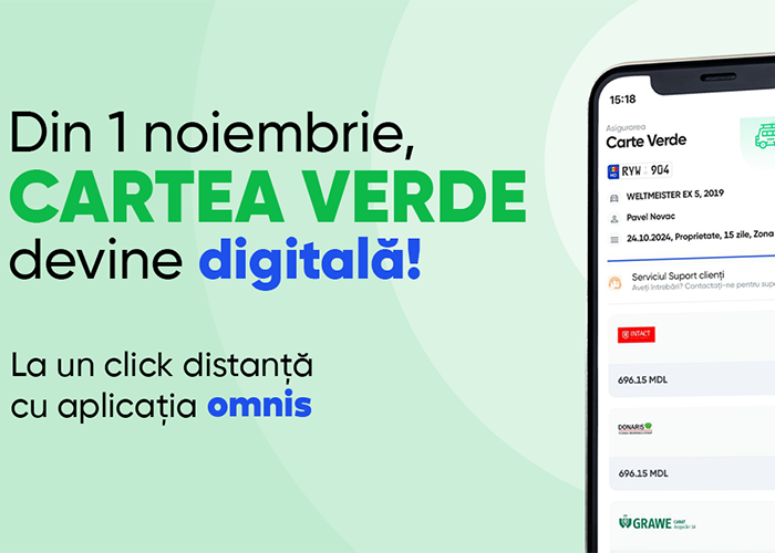 De astăzi, asigurarea Carte Verde devine digitală. Vezi detalii