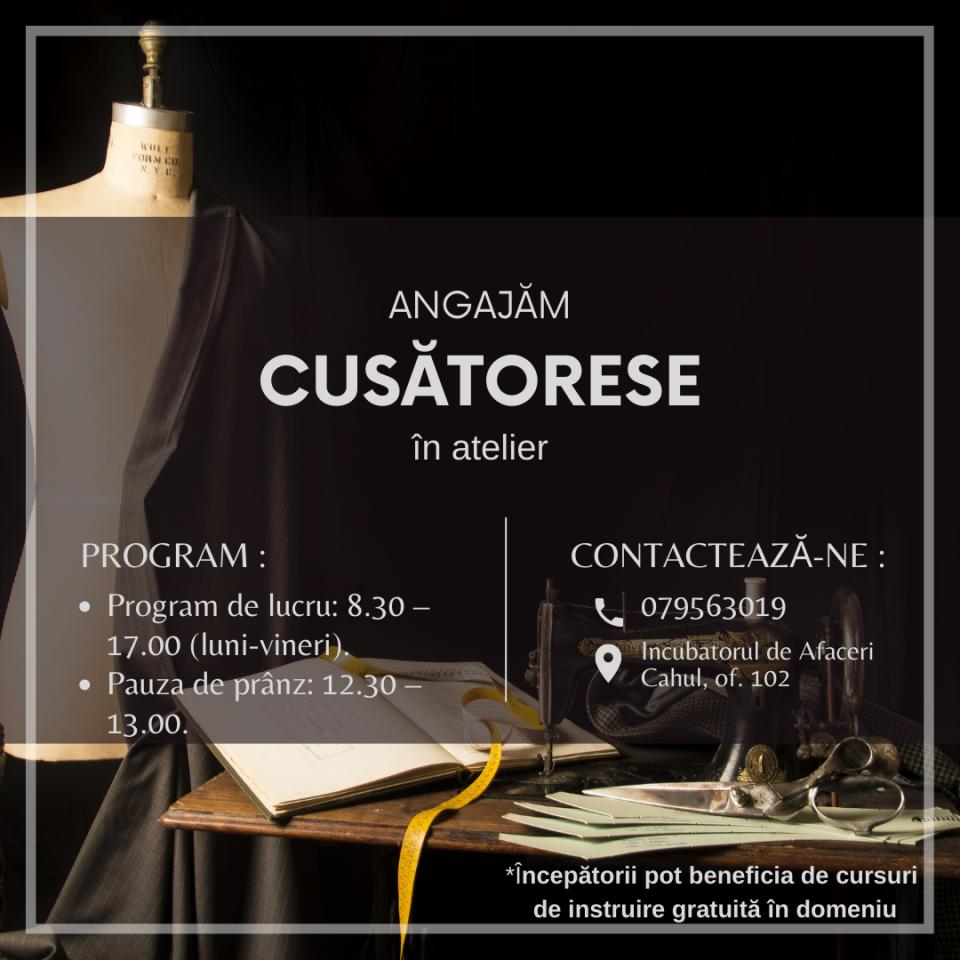 Locuri de muncă în Cahul: Angajăm cusătorese în atelier!