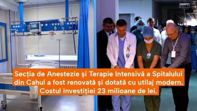 Secția de Anestezie și Terapie Intensivă a Spitalului din Cahul a fost renovată și dotată cu utilaj modern /VIDEO