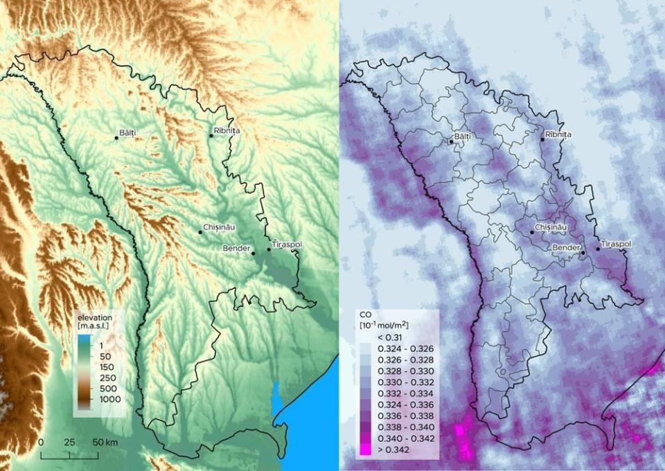 Imagini din satelit: Cât de poluat e aerul din R. Moldova și Cahul în pandemie