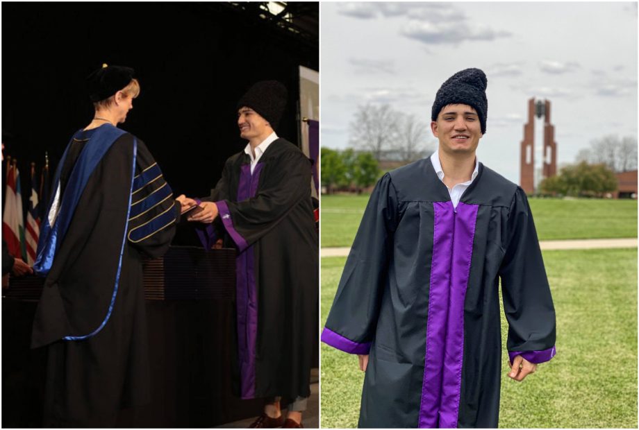 Căciula tradițională de miel a ajuns la o universitate din America. Un cahulean a purta-o la ceremonia de absolvire