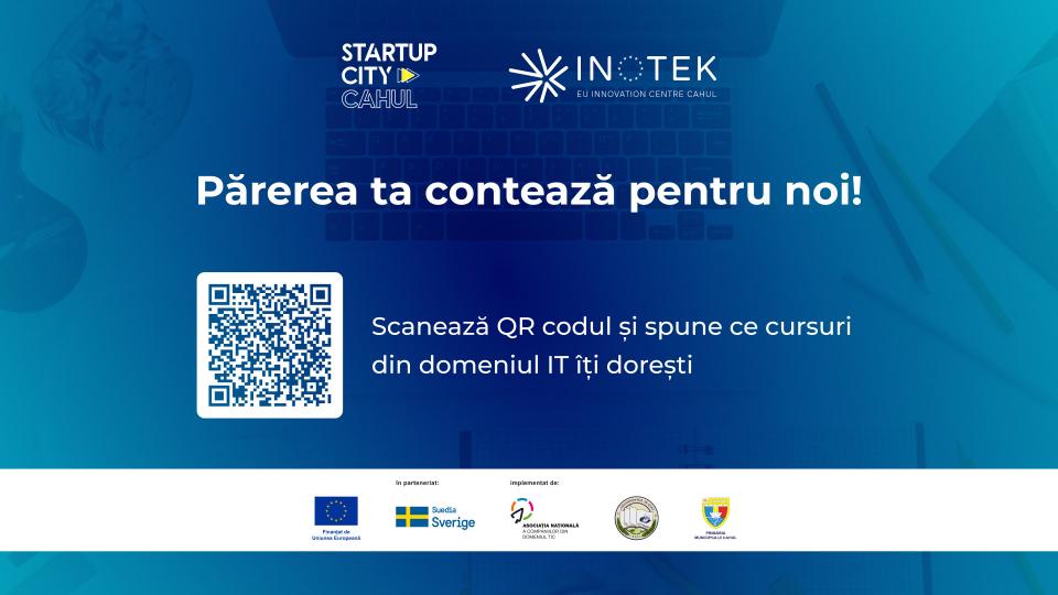 Locuitorii regiunii Cahul, îndemnați să completeze un formular cu privire la activitatea centrului Inotek. Vezi unde poți să răspunzi la întrebări și să menționezi ce fel de cursuri îți dorești să frecventezi