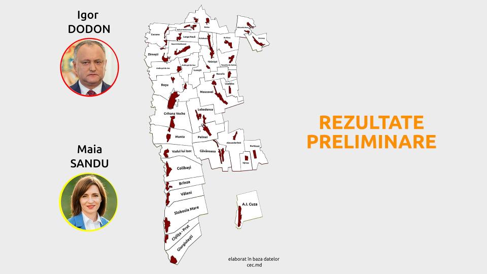 Rezultate preliminare turul II, raionul Cahul // INFOGRAFIC