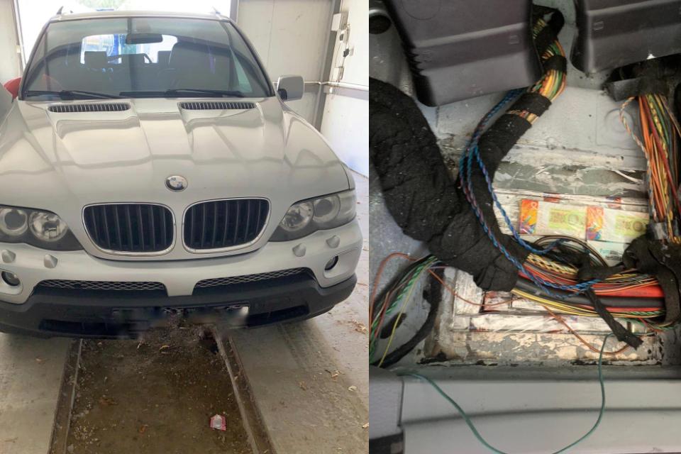 Peste 1000 pachete de țigări tăinuite în podeaua unui ,,BMW X5” -  depistate de către vameșii de la Cahul