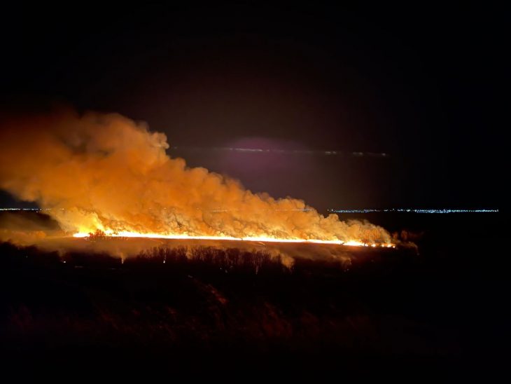 Incendiu în Rezervația Prutul de Jos. Focul poate ajunge la sondele de petrol