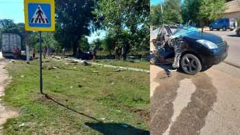 Mașină ruptă în două după un impact violent în Pelinei, raionul Cahul