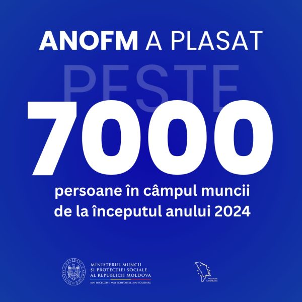 Peste 7 mii de persoane și-au găsit un loc de muncă cu ajutorul Agenției Naționale pentru Ocuparea Forței de Muncă, de la începutul anului 2024