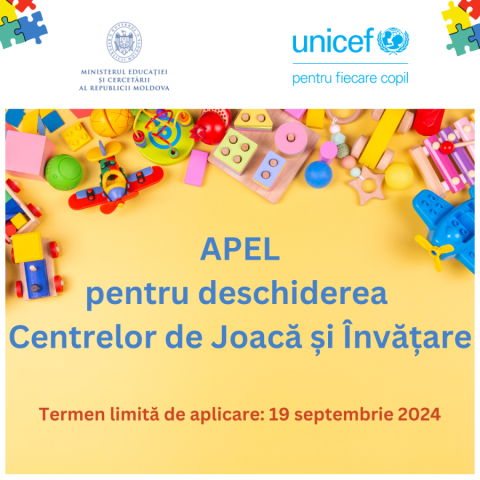 Noi centre de învățare prin joc pentru grădinițe: Apel de propuneri lansat de Ministerul Educației și UNICEF