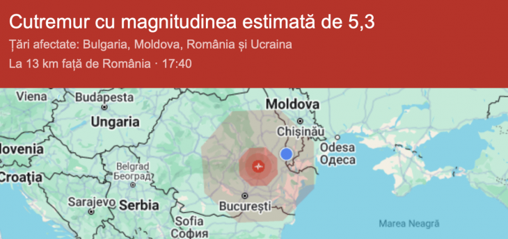 Cutremur de 5,3 grade a zguduit Bulgaria, Moldova, România și Ucraina